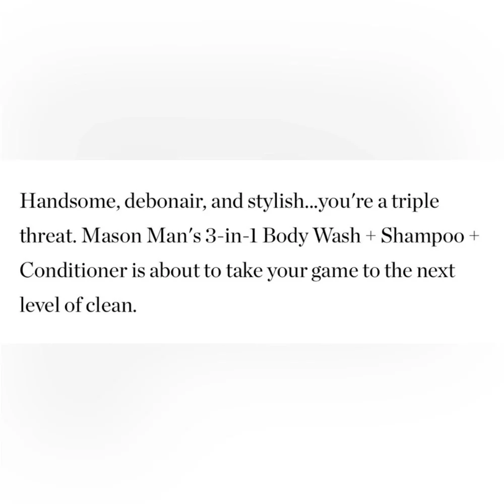 Mason Man Triple Threat 3-in-1 Body Wash Shampoo & Conditioner Mini NWT